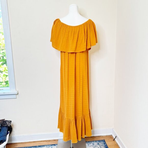 Anaak Off the Shoulder Freya Maxi Dress Boho Gauze Golden Mustard Size 2 (M) - Picture 3 of 11